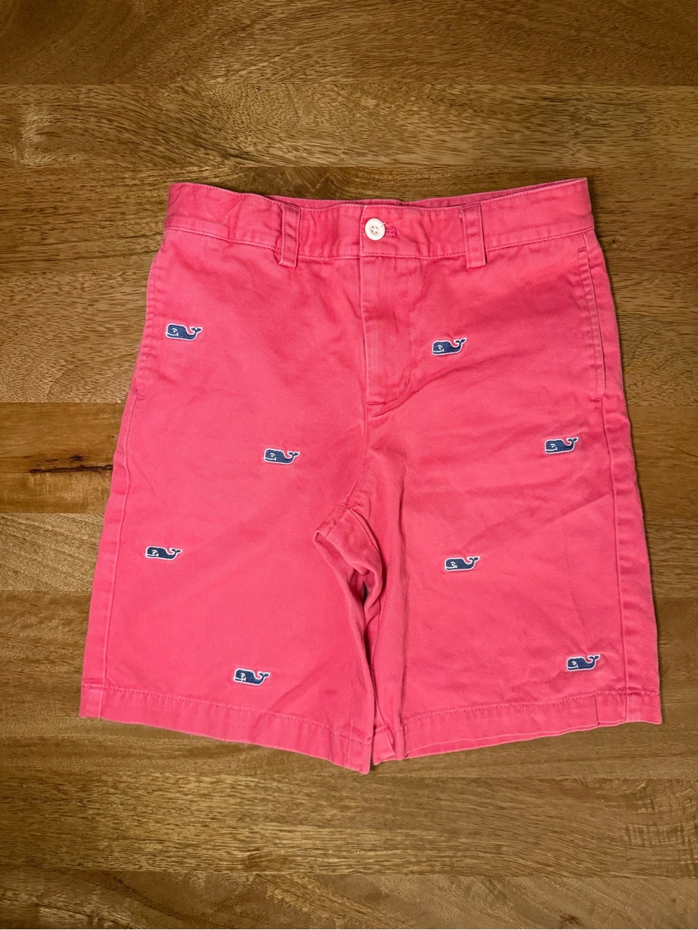 Vineyard Vines Red Embroidered Whale Kids Cotton Shorts - Size 10